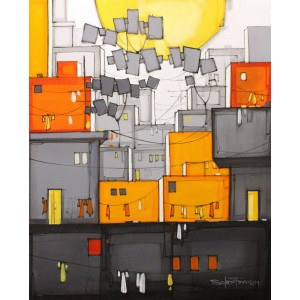 Salman Farooqi, 24 x 30 Inch, Acrylic on Canvas, Cityscape Painting, AC-SF-223
